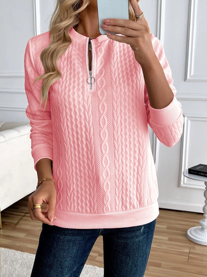 Phaeline | Cable Knit Half Zip Sweatshirt