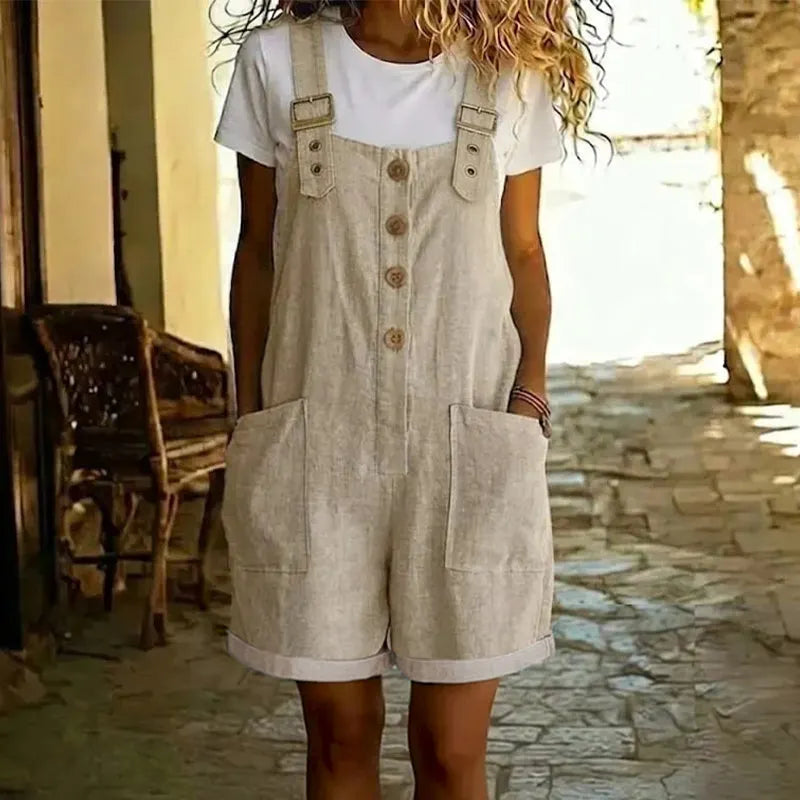 Aubrielle | Button Front Pocket Romper
