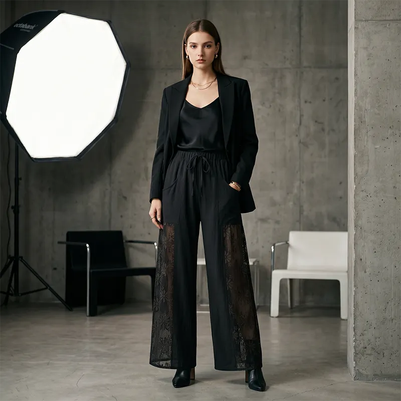 Rosavine | Relaxed Lace Insert Trousers