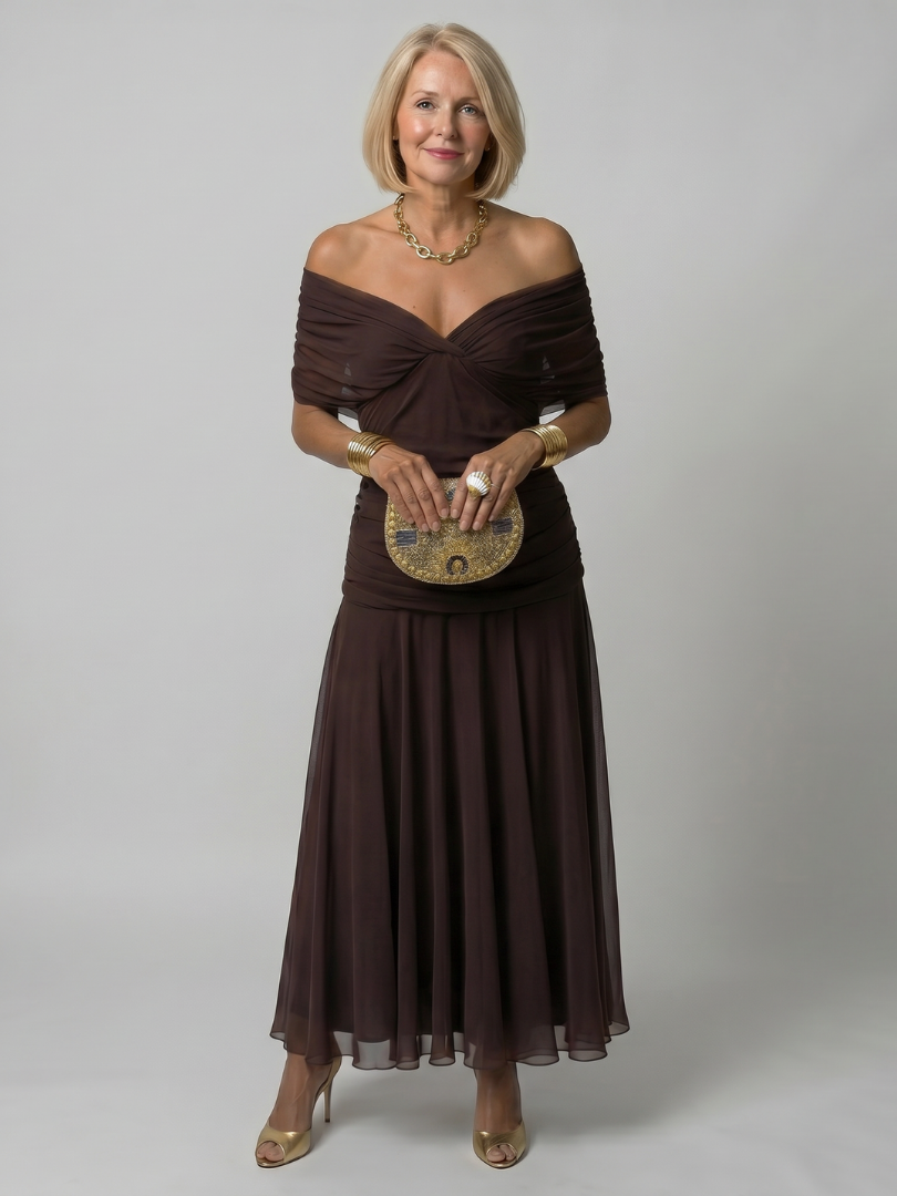 Sylvera | Romantic Print Evening Midi Dress