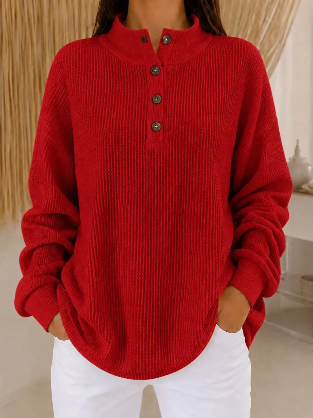Nesta | Relaxed Mock Neck Knit Sweater