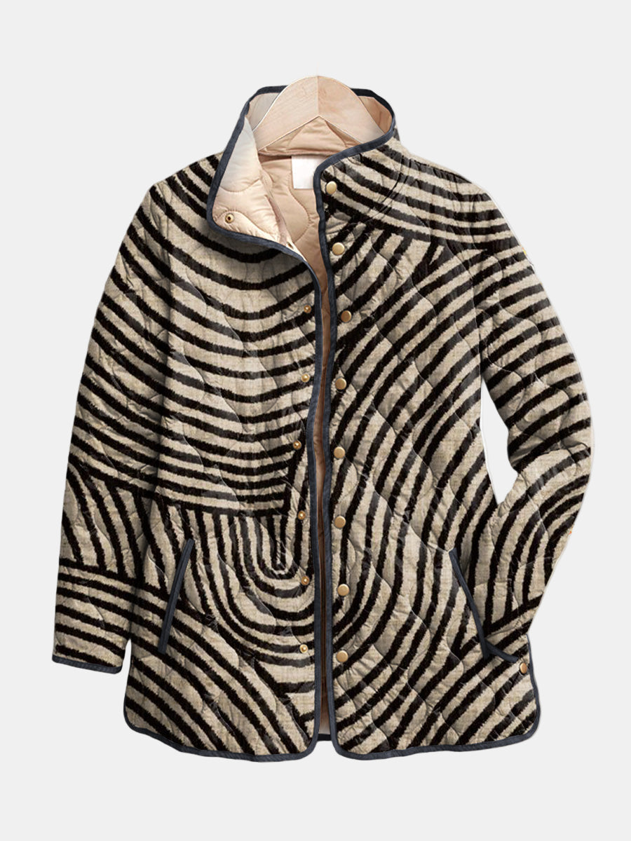 Pavella | Abstract Stripe Button Front Jacket
