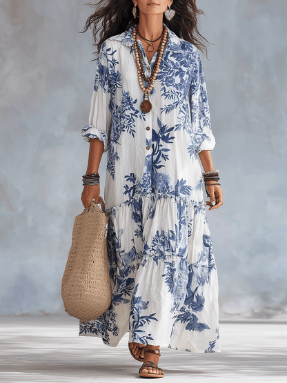 Alizée | Botanical Print Tiered Maxi Dress
