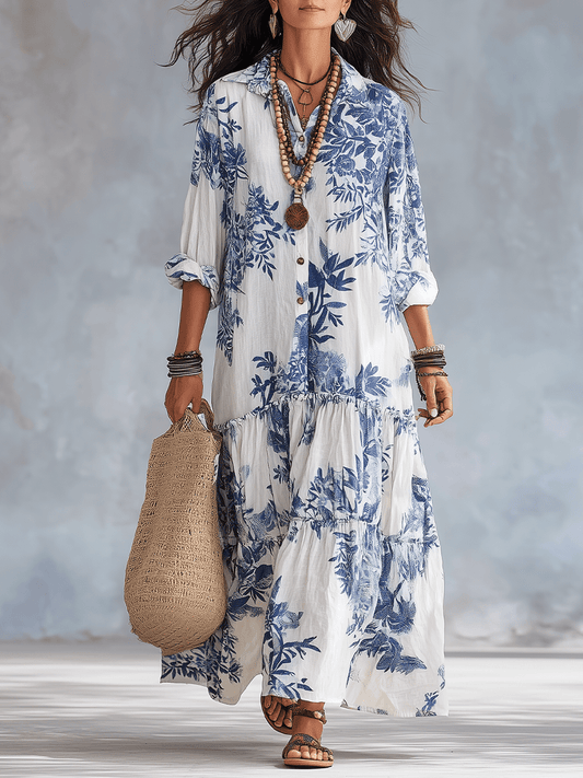 Alizée | Botanical Print Tiered Maxi Dress