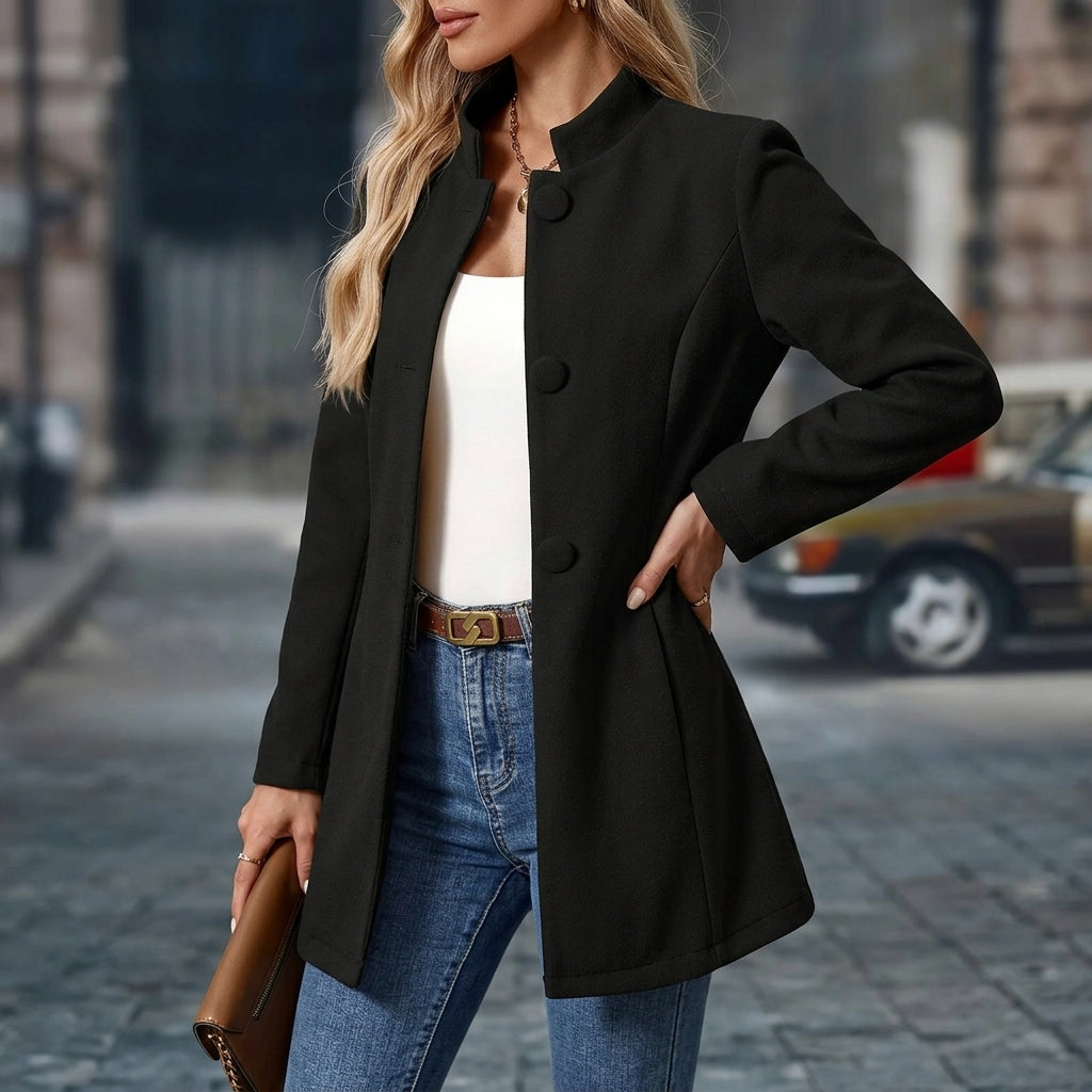 Kelvina | Elegant Stand Collar Coat