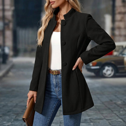 Kelvina | Elegant Stand Collar Coat