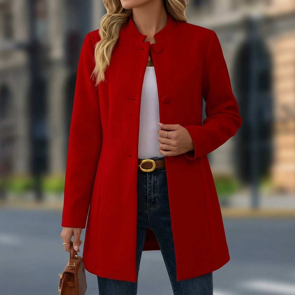 Kelvina | Elegant Stand Collar Coat