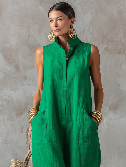 Calantha | Sleeveless Linen Blend Jumpsuit