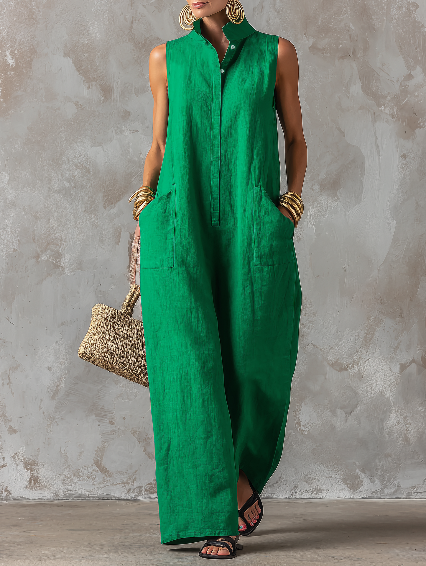 Calantha | Sleeveless Linen Blend Jumpsuit