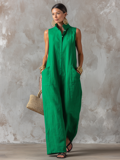 Calantha | Sleeveless Linen Blend Jumpsuit