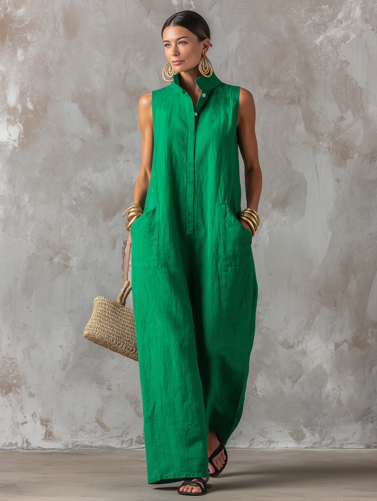 Calantha | Sleeveless Linen Blend Jumpsuit