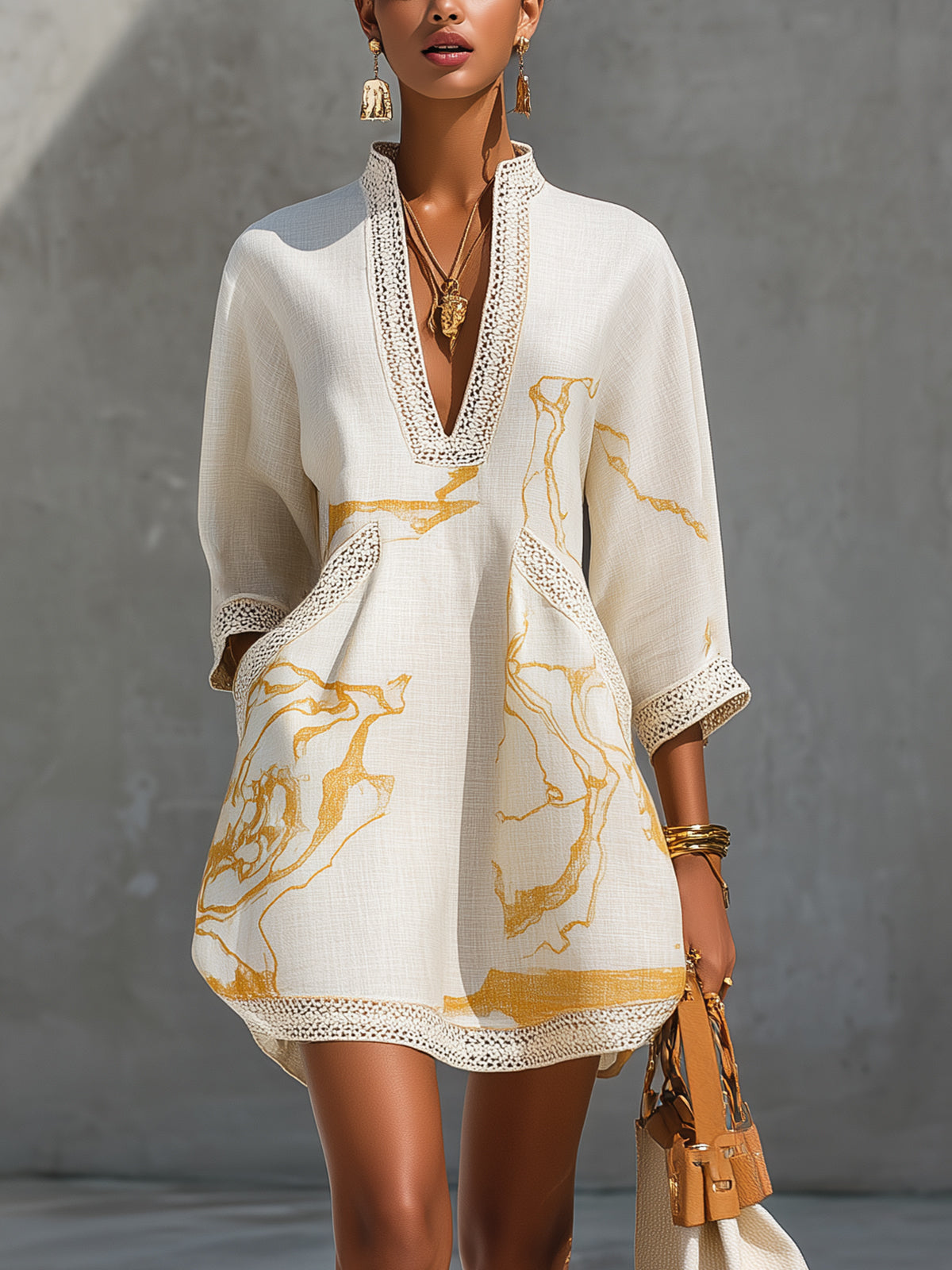 Willora | Artisan V Neck Mini Dress