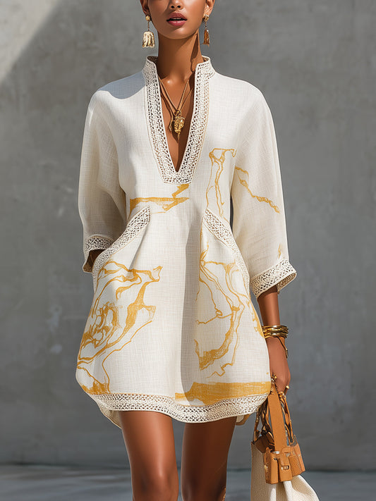 Willora | Artisan V Neck Mini Dress