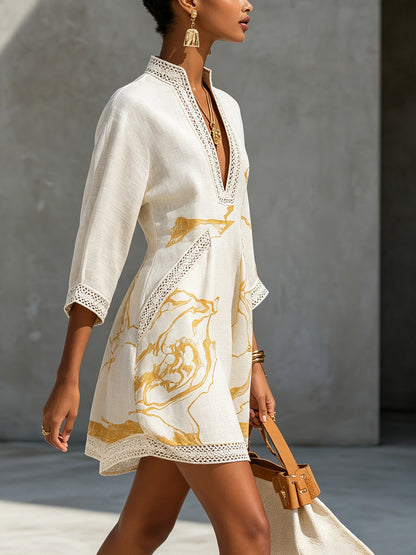 Willora | Artisan V Neck Mini Dress