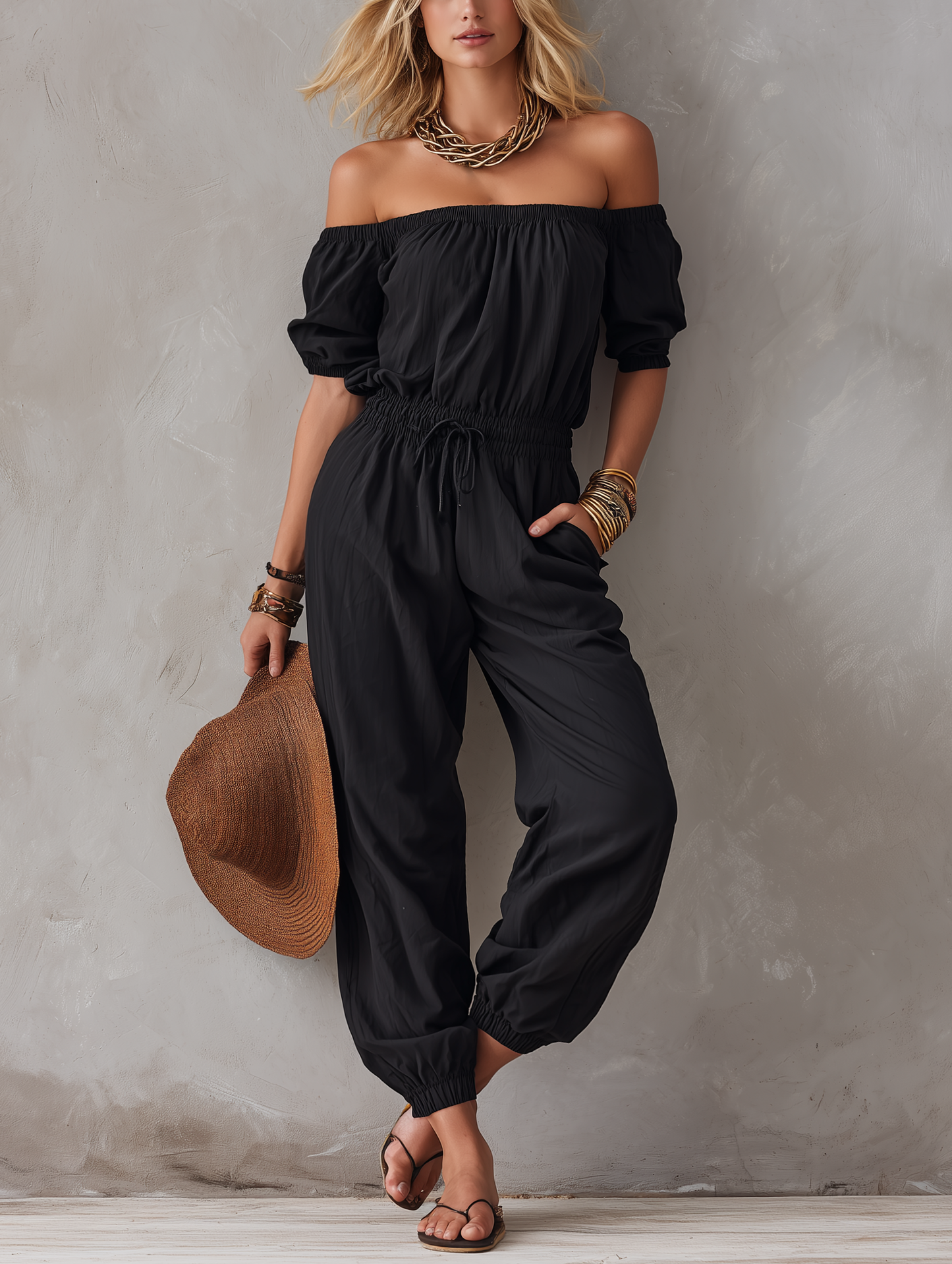 Melisande | Casual Cinched Waist Jumpsuit