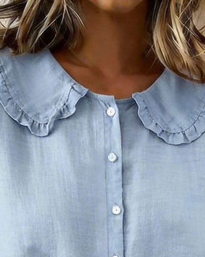 Elythienne | Ruffle Collar Button Blouse
