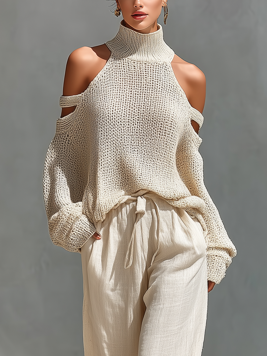 Quinvera | Cold Shoulder Knitwear Two Piece Set
