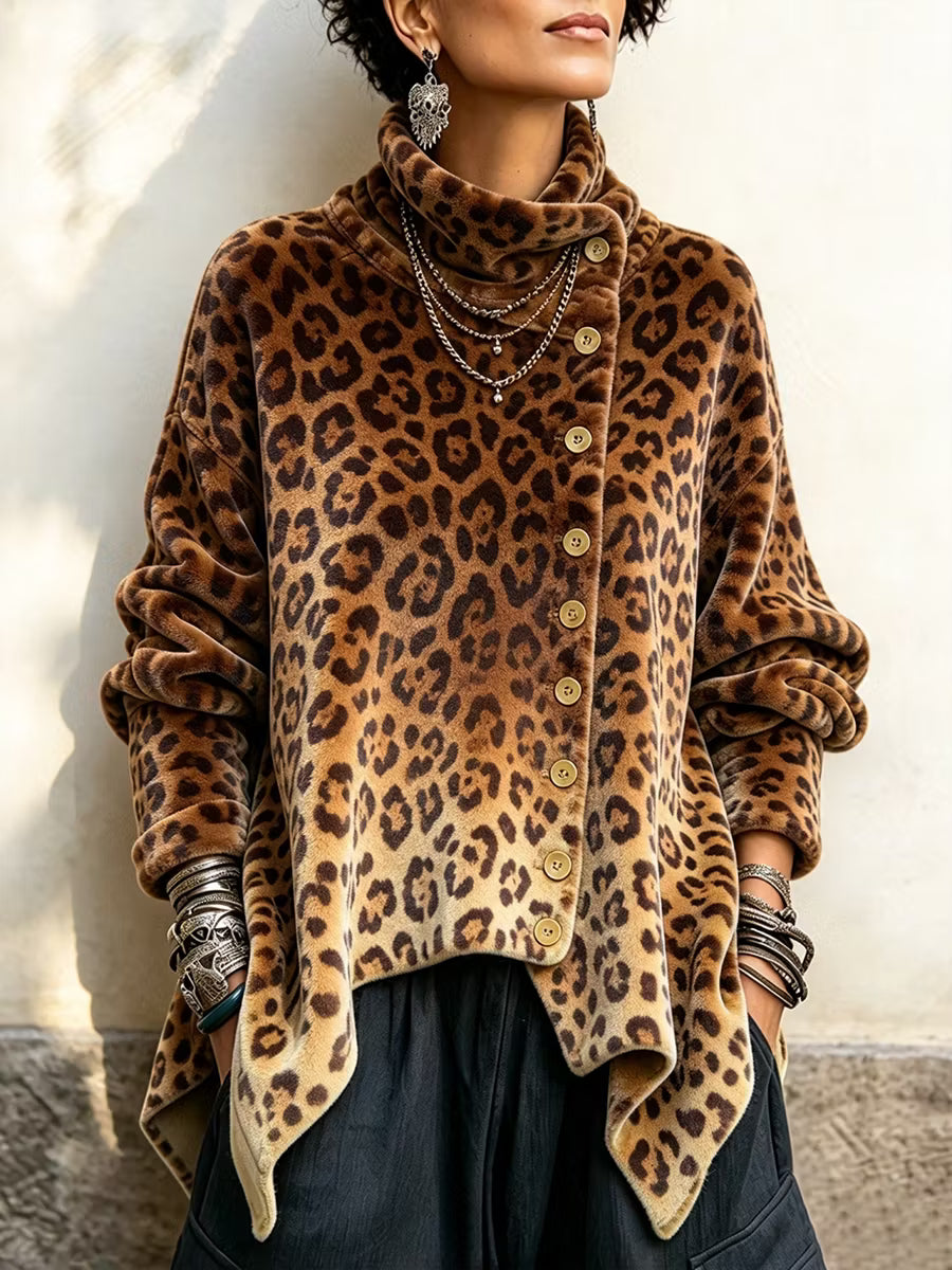 Sancia | High Neck Leopard Print Sweater