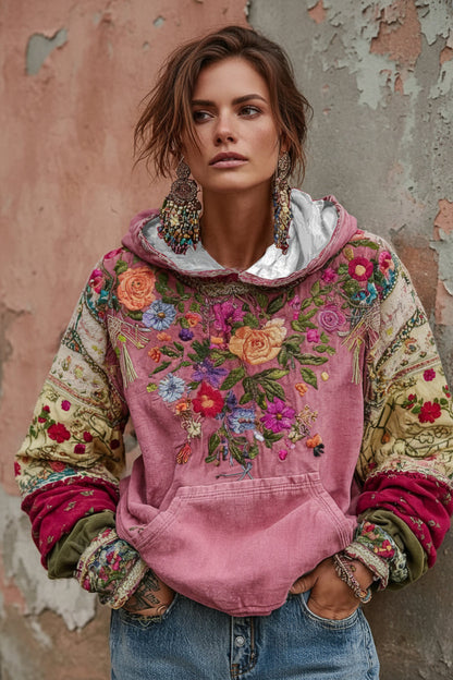 Renata | Floral Detail Hooded Sweatshirt