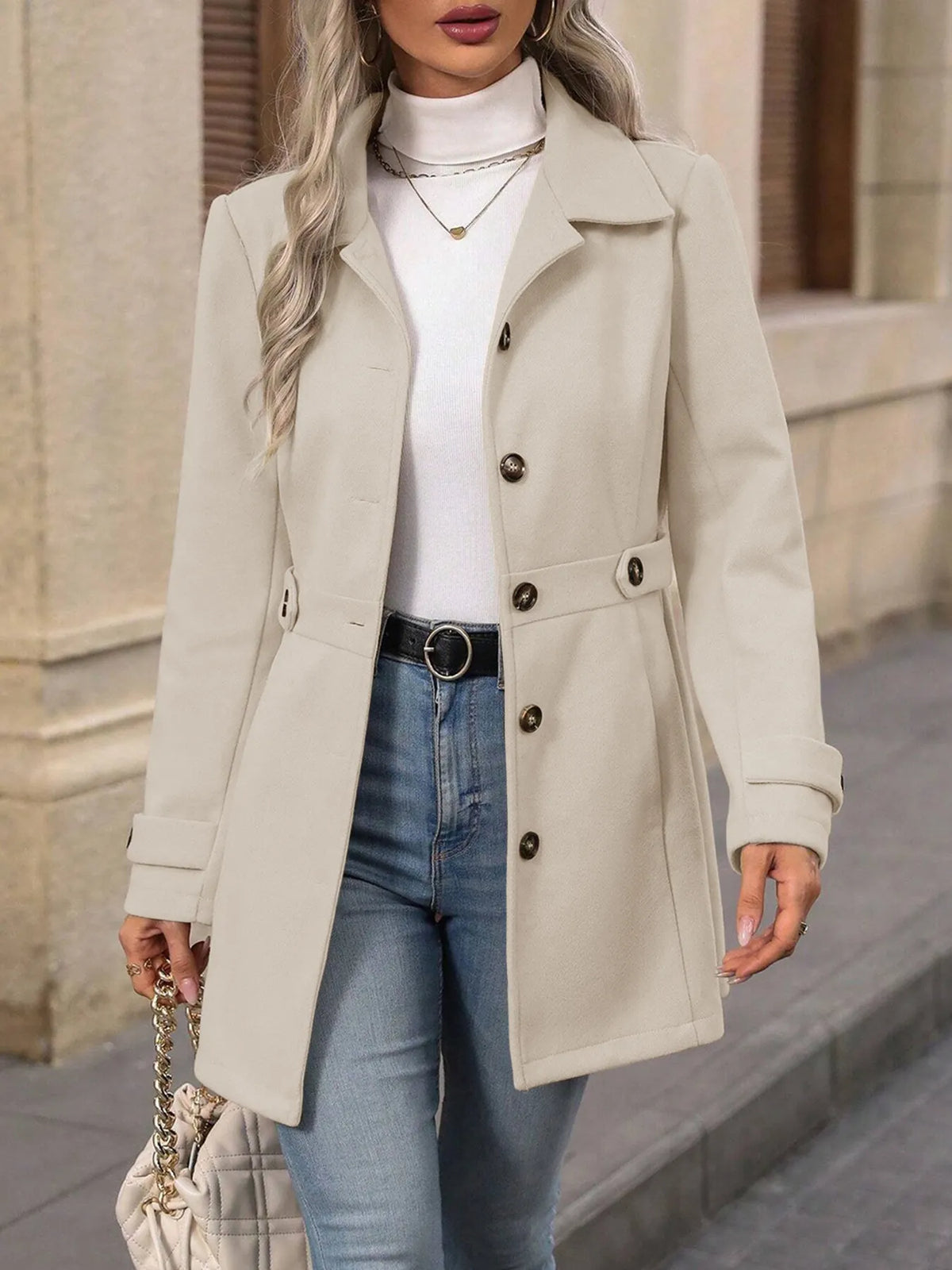 Jacintha | Classic Tailored Mid Length Coat
