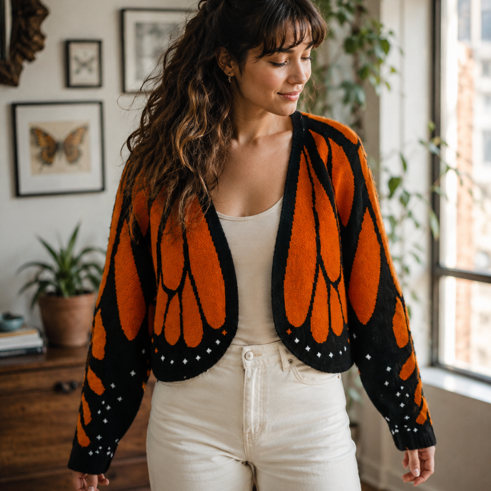 Lumessa | Butterfly Pattern Knit Cardigan