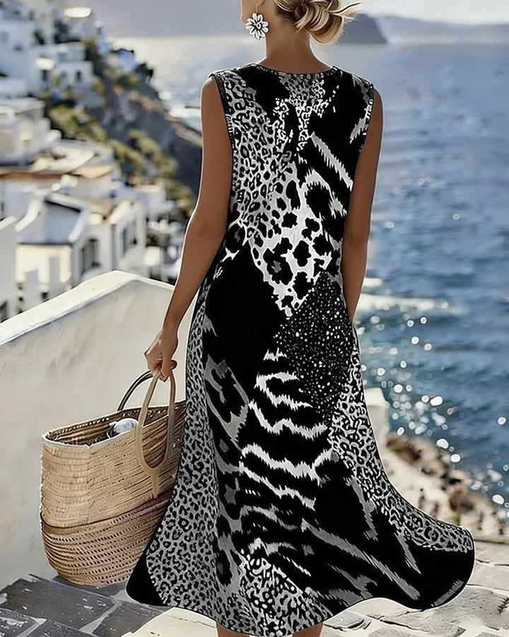 Calivana | Printed Sleeveless Midi Dress