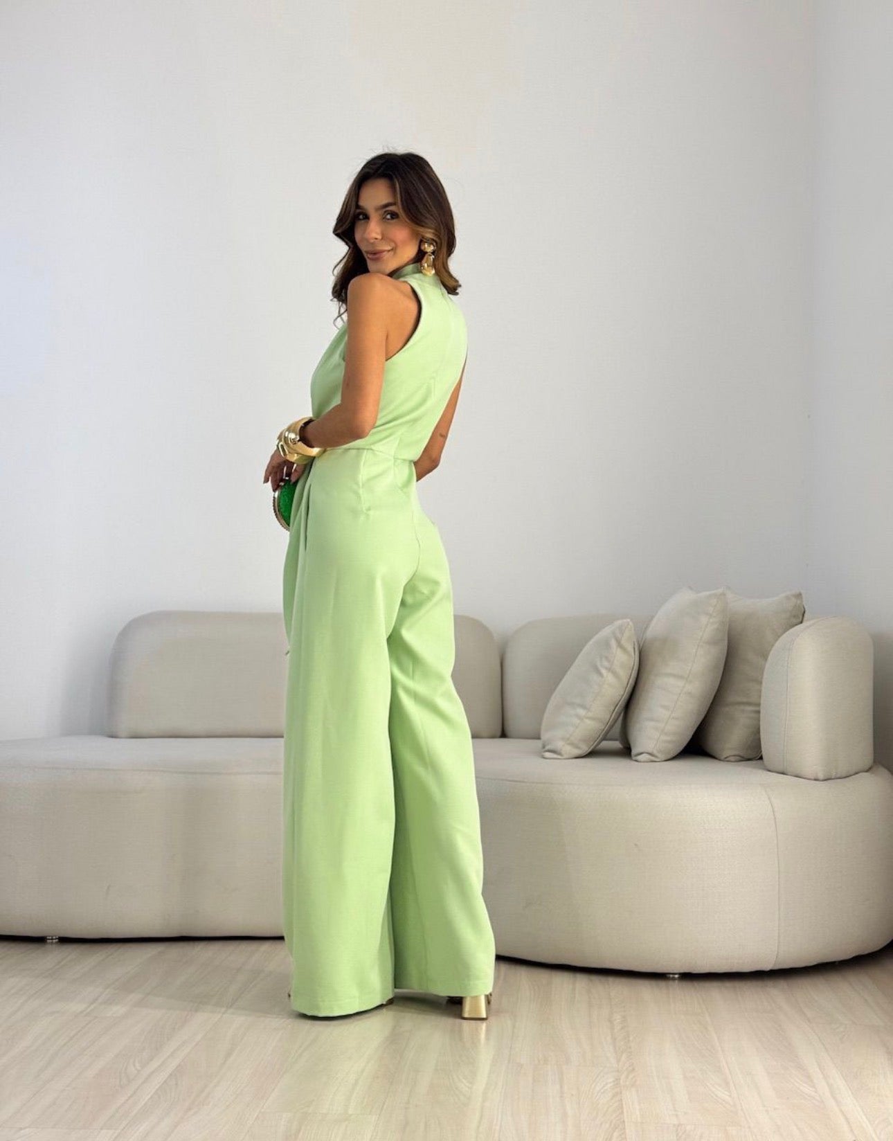 Xavielle | Draped Halter Wide Leg Jumpsuit