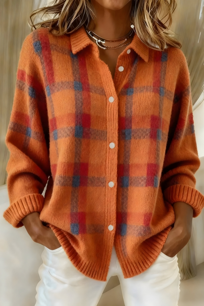 Orlissa | Soft Checkered Knit Cardigan