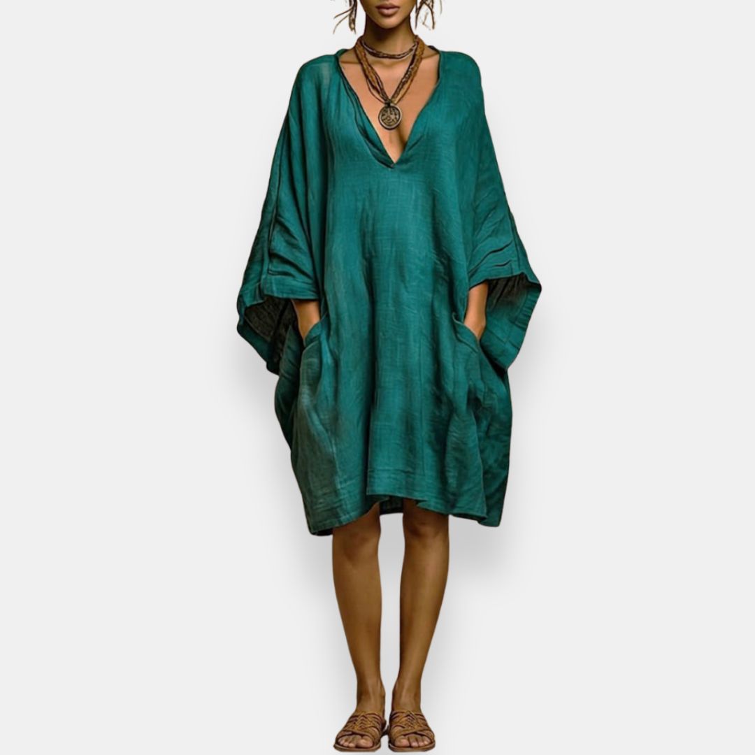 Nicolette | Flowing V Neck Shift Dress