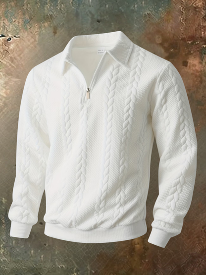 Fitzroy | Cable Detail Zip Neck Sweater