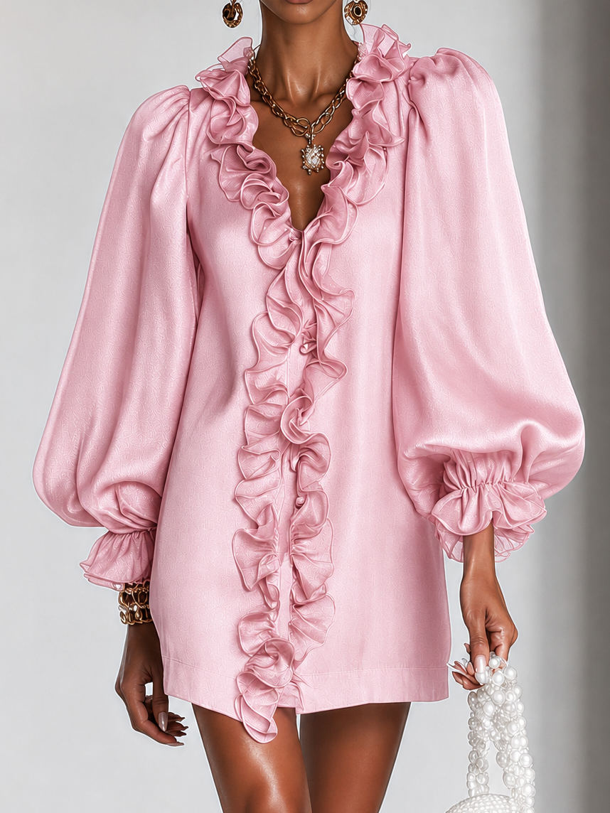 Fidelia | Statement Ruffle Trim Mini Dress