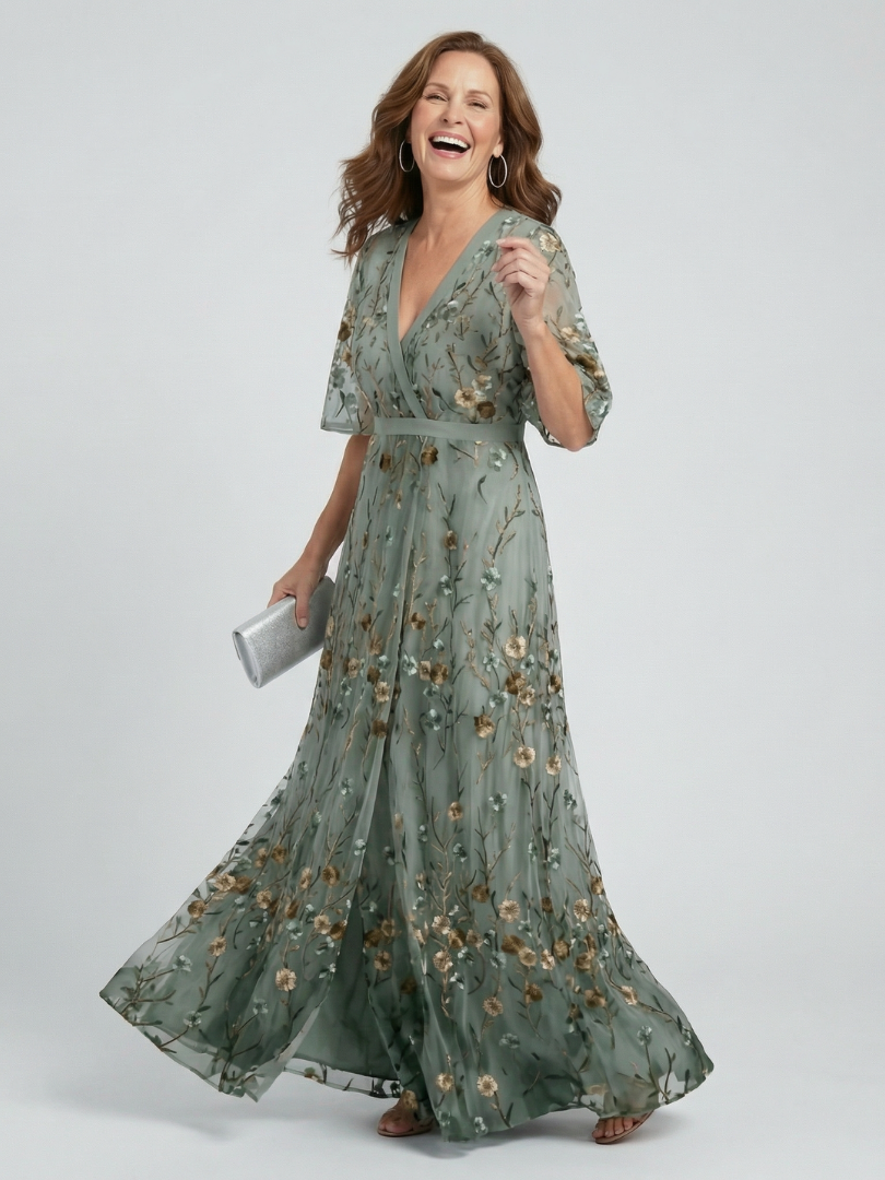 Demetria | Flowing Floral Evening Dress
