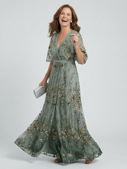 Demetria | Flowing Floral Evening Dress