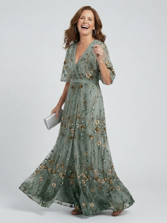 Demetria | Flowing Floral Evening Dress