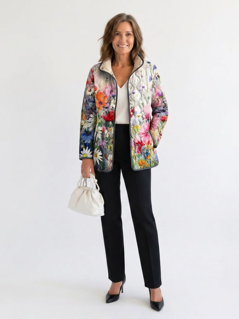 Floriana | Botanical Print Quilted Jacket