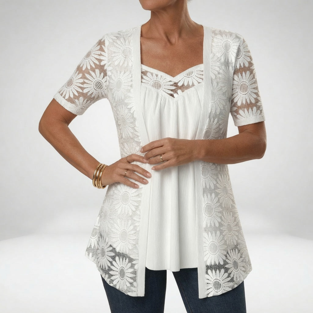 Ysolde | Floral Lace Two Piece Top Set
