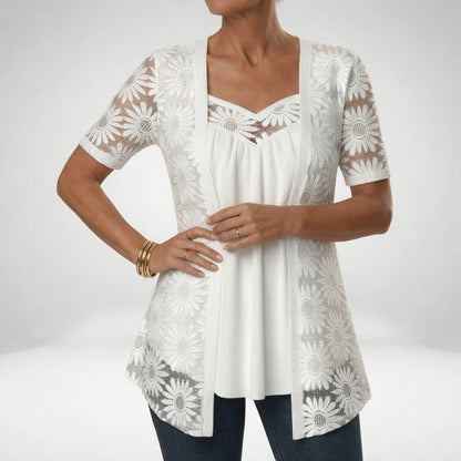 Ysolde | Floral Lace Two Piece Top Set