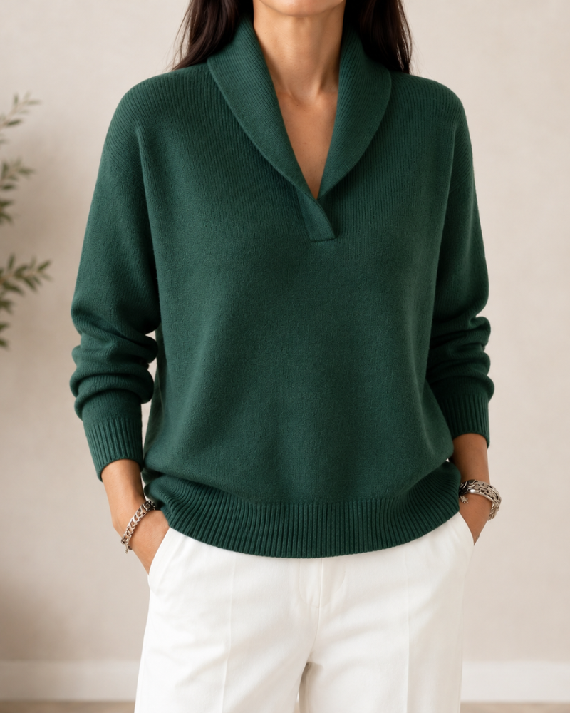 Ainslie | Relaxed Shawl Collar Knit Sweater