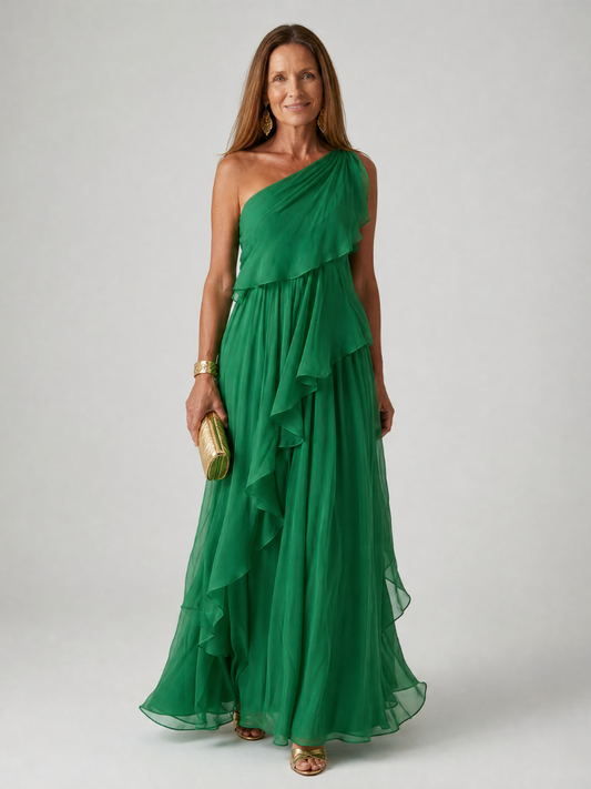 Lavinelle | Pleated One Shoulder Formal Gown