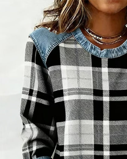 Mavis | Relaxed Check Print Sweatshirt