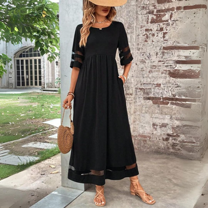 Saskia | Sheer Panel Casual Maxi Dress