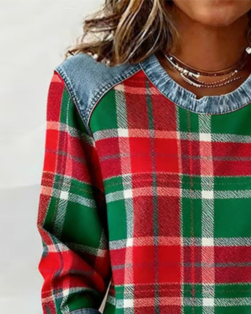 Mavis | Relaxed Check Print Sweatshirt
