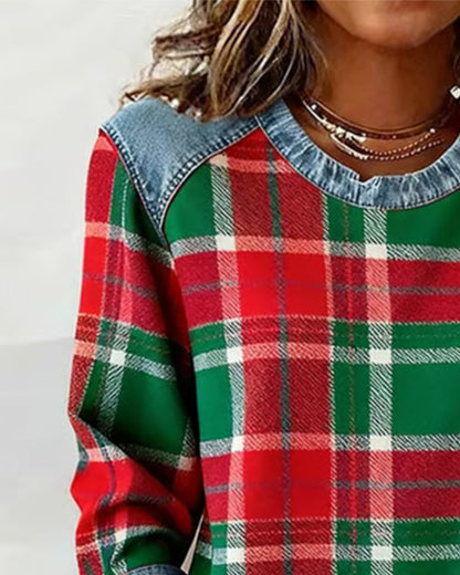 Mavis | Relaxed Check Print Sweatshirt