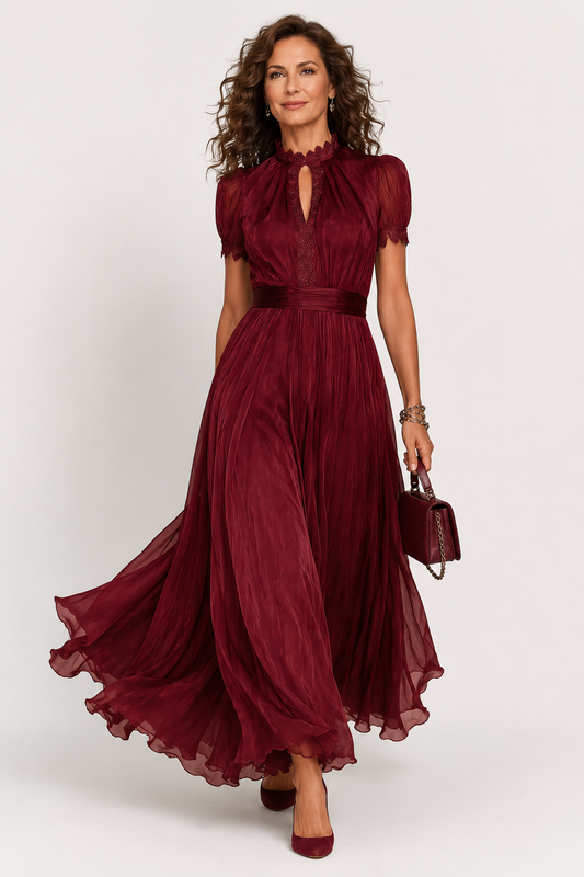Evangeline | Gathered Waist Chiffon Maxi Dress