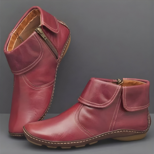 Hestia | Fold Over Leather Ankle Boots