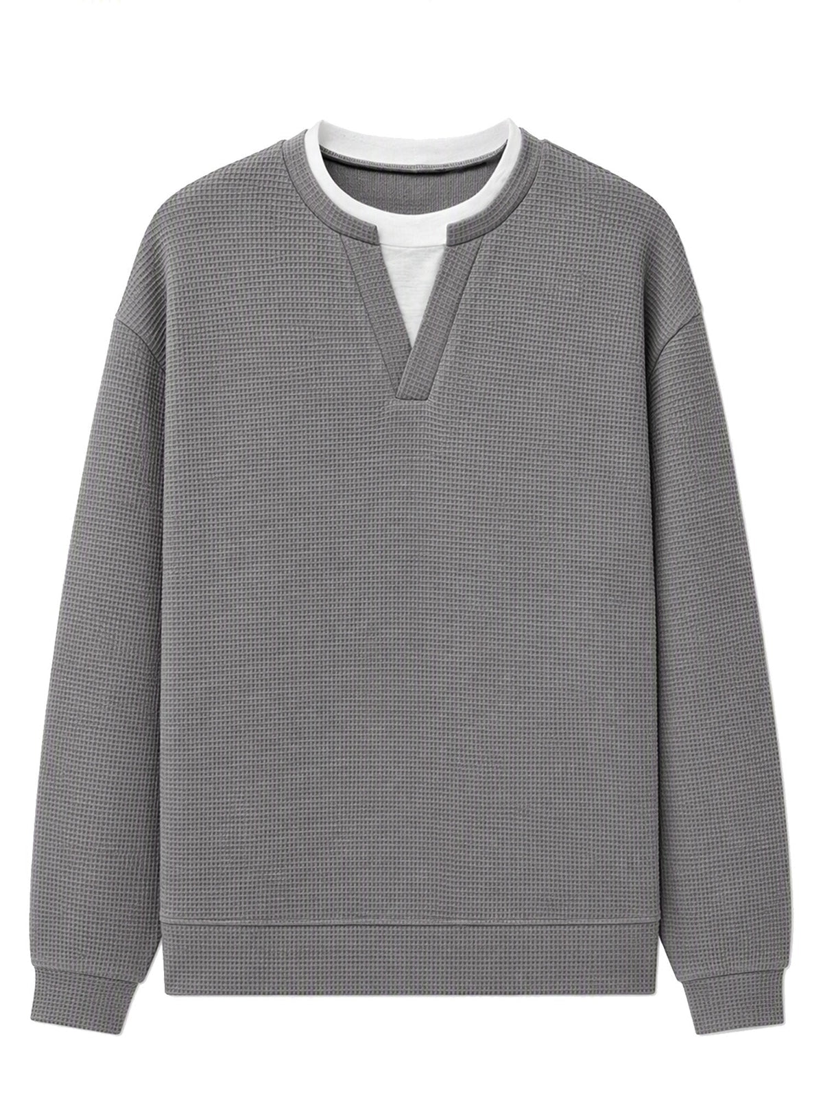Gavran | Textured Notch Neck Casual Sweatshirt