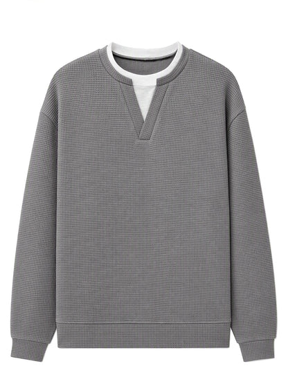Gavran | Textured Notch Neck Casual Sweatshirt