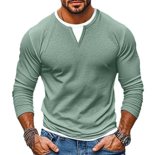 Aldric | Notch Neck Long Sleeve T Shirt