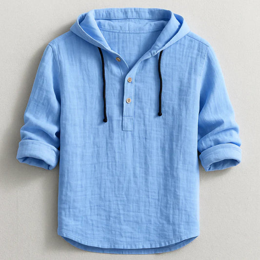 Arden | Hooded Linen Henley Shirt