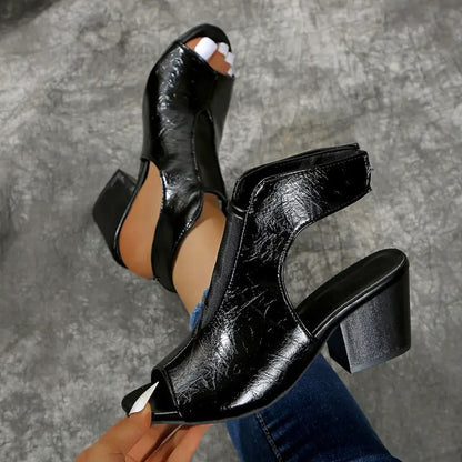 Elyra | Mesh Panel Block Heel Sandals